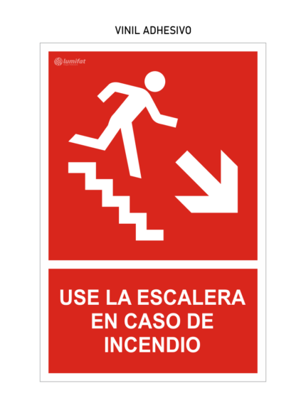 Señal Use Escalera Derecha en Caso de Incendio